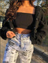 'Fiora' Cropped Snap Down Jacket - Celes Fashion